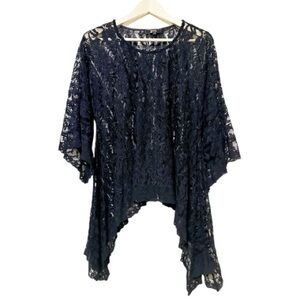 L&B Luckky & Blessed Stretchy Black Asymmetrical Hem Women’s Blouse Top Size XL